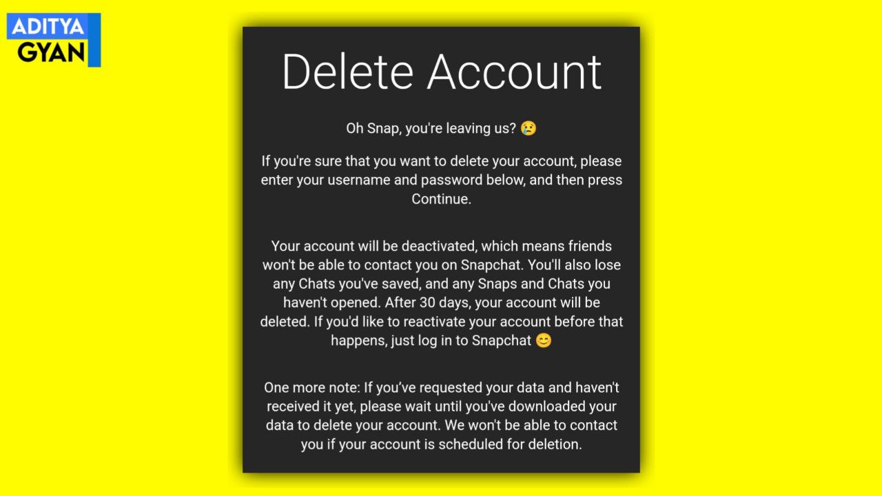 delete snapchat account