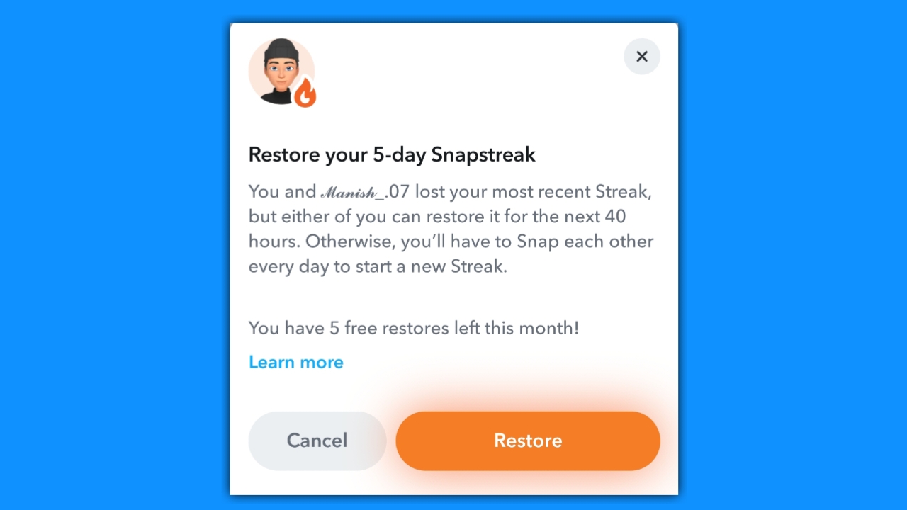 How to restore snapchat streak?