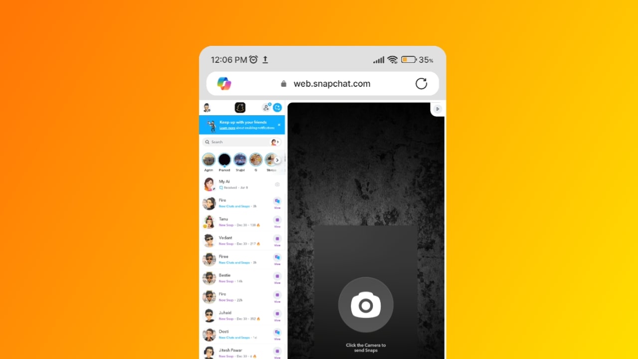 Use Snapchat in the Web Version