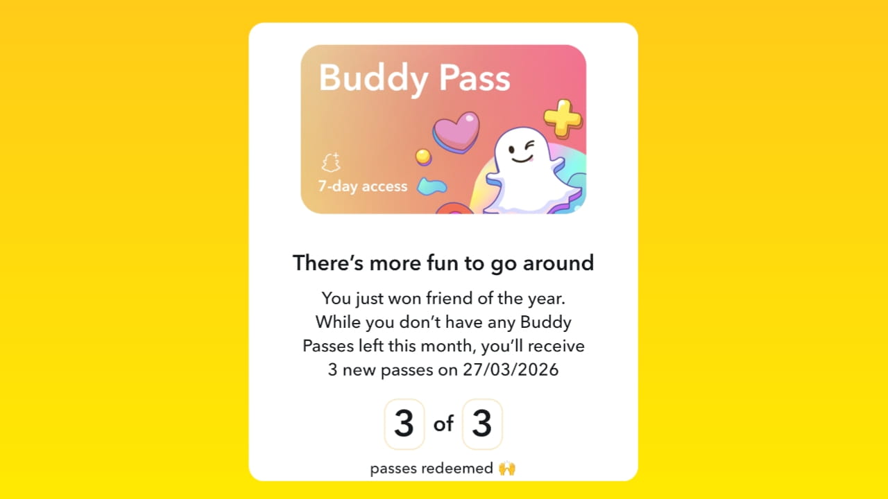 How many Buddy passes can you receive on Snapchat