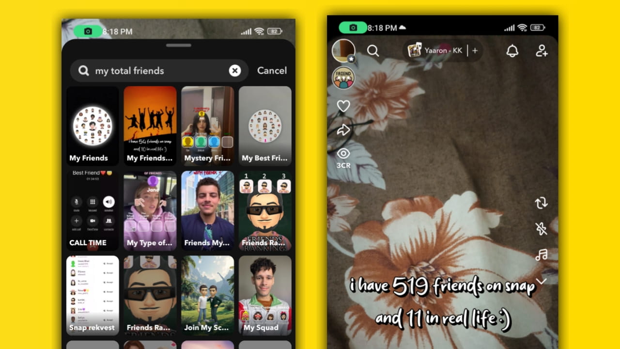 First Method to see total friend count on Snapchat